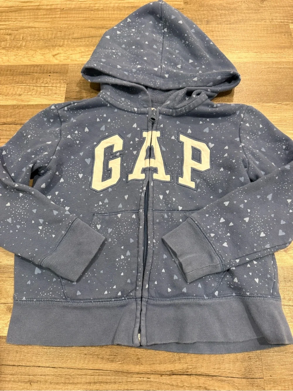GAP Kids Blue Heart Print Zip Hoodie